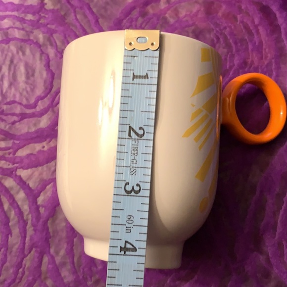 CIRQUE DU SOLEIL Asymmetrical Yellow Orange Sun Ring Handle Coffee Cup Mug 14oz - Picture 9 of 11